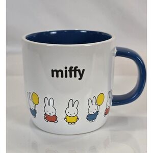 Miffy by Magenta Ceramic Coffee Mug White with Blue Interior Bunny Balloon 18oz